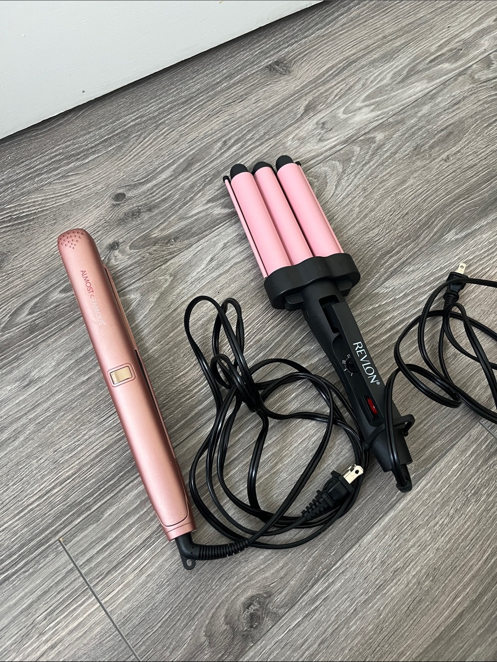 Revlon Rose Gold Flat Iron & Black with Pink Triple Barrel Waver